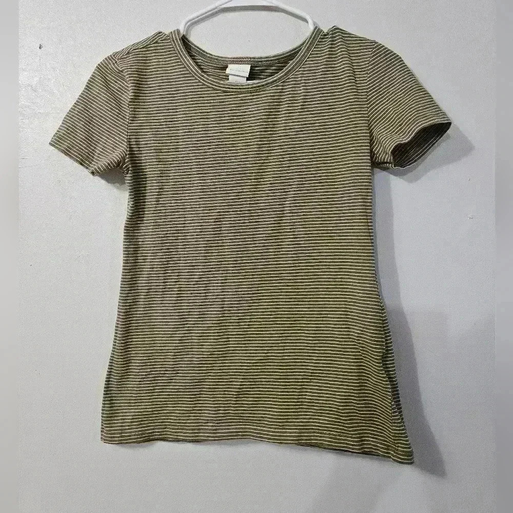 H&M green and white striped short sleeve tee!